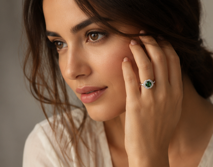 GREEN RHINESTONE AD RING