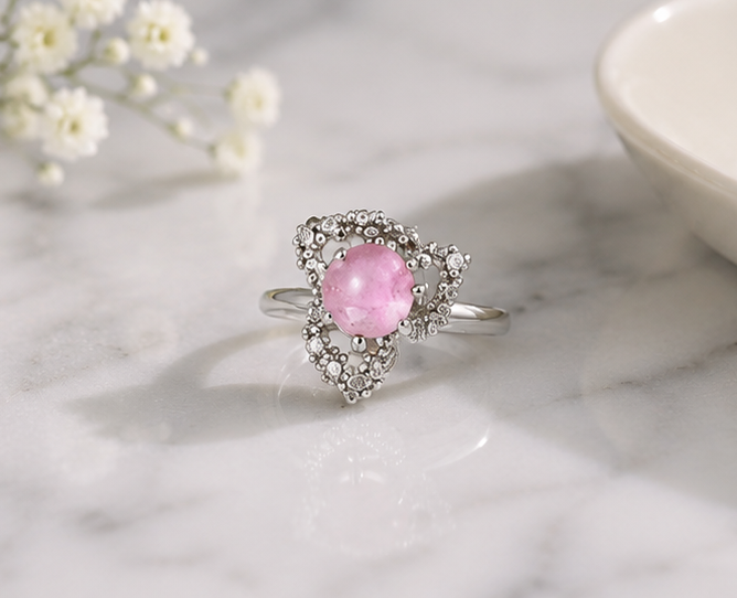 PINK RHINESTONE AD RING