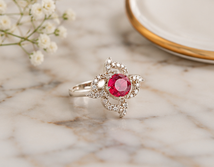 RED RHINESTONE AD RING