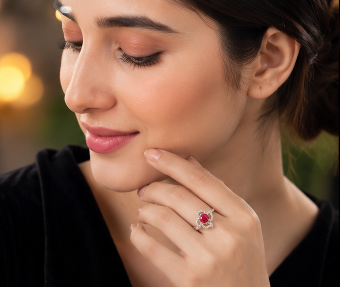 RED RHINESTONE AD RING