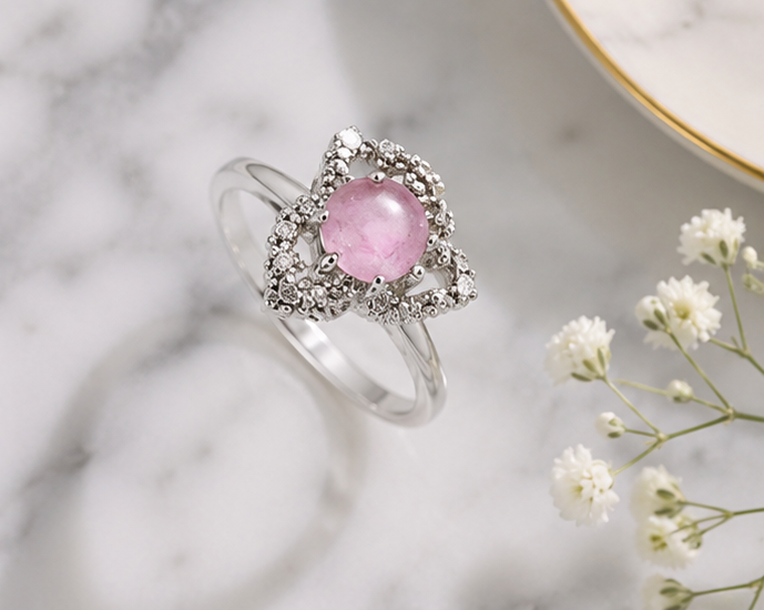 PINK RHINESTONE AD RING
