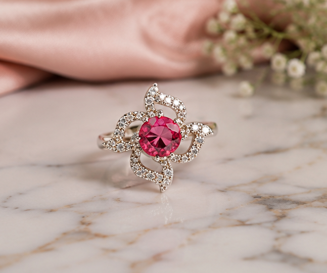 RED RHINESTONE AD RING