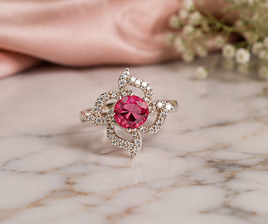 RED RHINESTONE AD RING