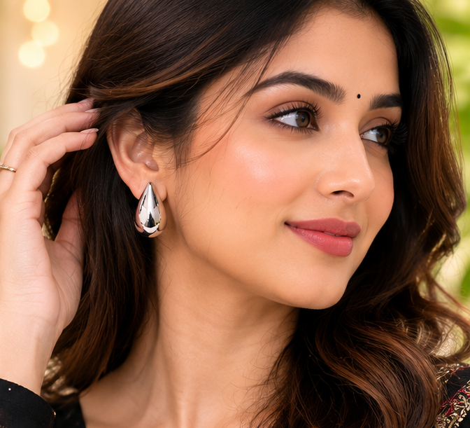 TEAR DROP SILVER EARRINGS