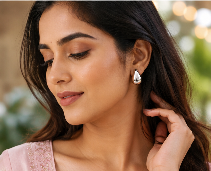 TEAR DROP SILVER EARRINGS