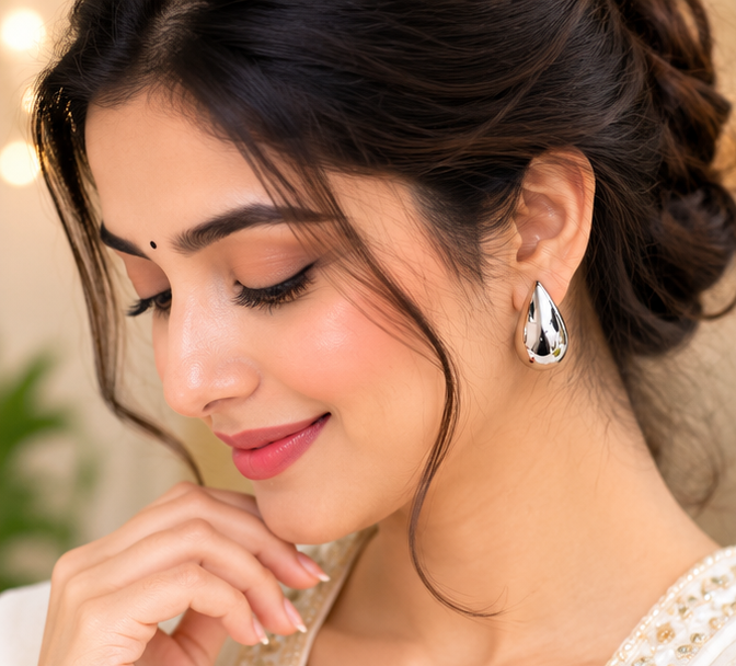 TEAR DROP SILVER EARRINGS