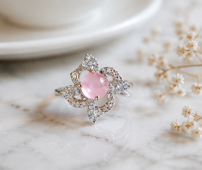 PINK RHINESTONE AD RING