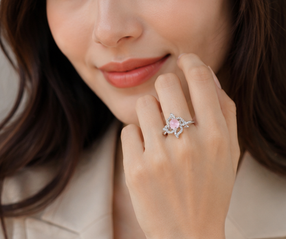 PINK RHINESTONE AD RING