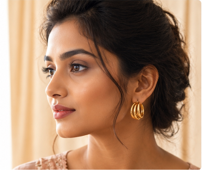 TRIPLE LAYERED GOLDEN HOOPS