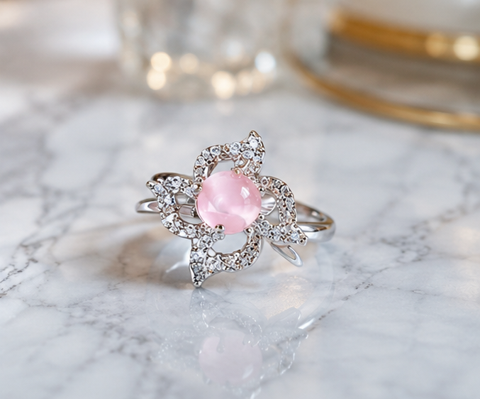 PINK RHINESTONE AD RING