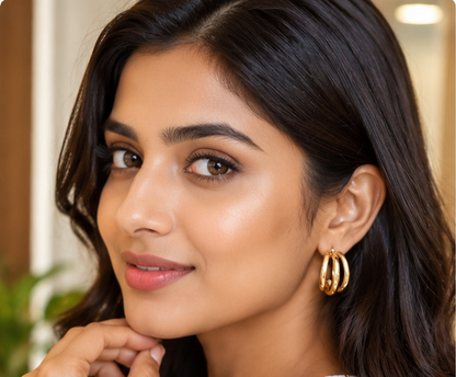 TRIPLE LAYERED GOLDEN HOOPS