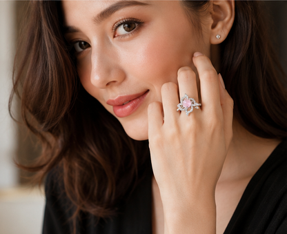 PINK RHINESTONE AD RING