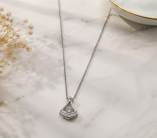 Silver Finished Perfume Bottle with studded stone Pendent Necklace