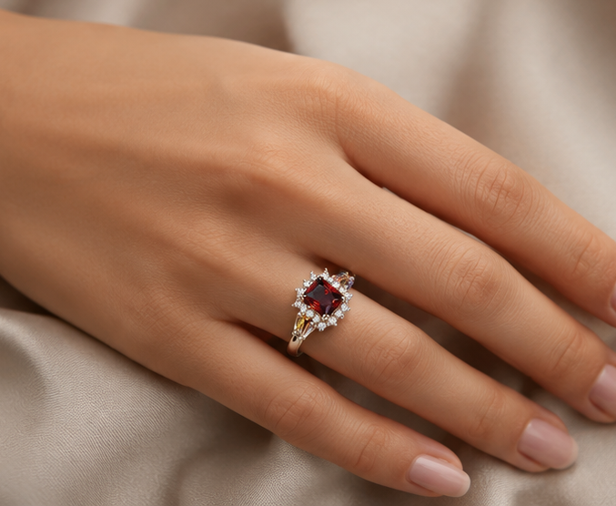 RED STONE AD RING