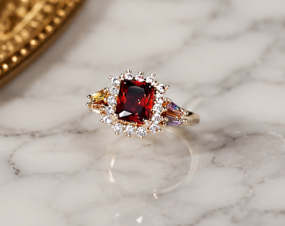 RED STONE AD RING