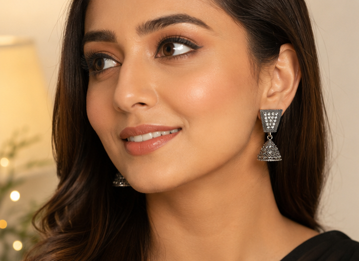 Geometric Sparkle Jhumkas