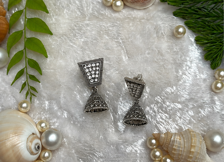 Geometric Sparkle Jhumkas