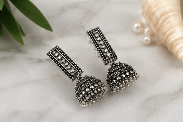 Stone-Studded Rectangular Jhumka
