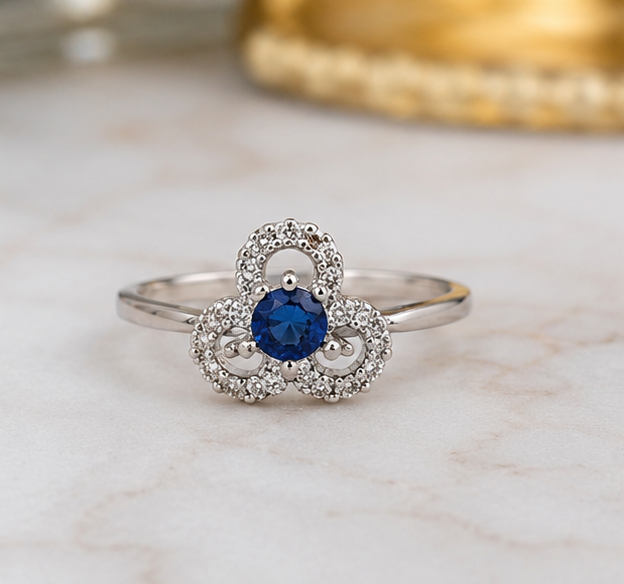 BLUE RHINESTONE AD RING