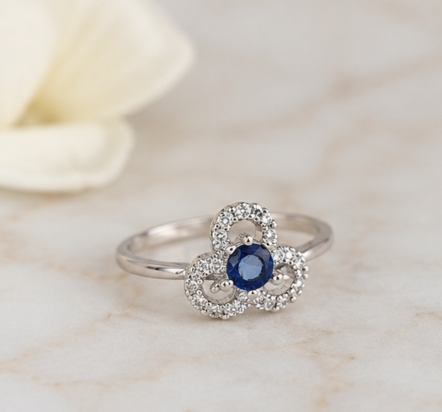 BLUE RHINESTONE AD RING