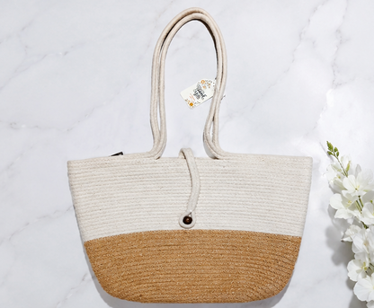 HANDMADE COTTON AND JUTE BAG