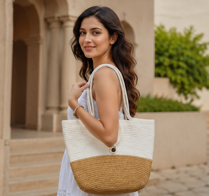 HANDMADE COTTON AND JUTE BAG