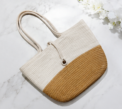 HANDMADE COTTON AND JUTE BAG