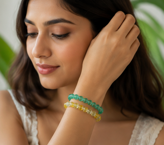 CRACKLE GLASS BRACELETS ( SET OF 2 )