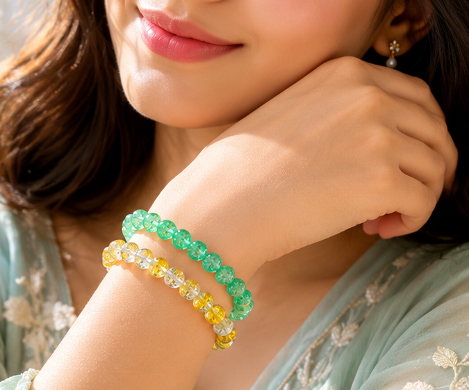 CRACKLE GLASS BRACELETS ( SET OF 2 )