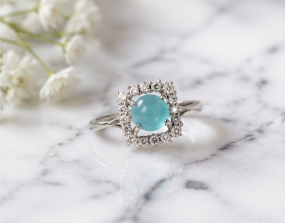 TURQ RHINESTONE AD RING