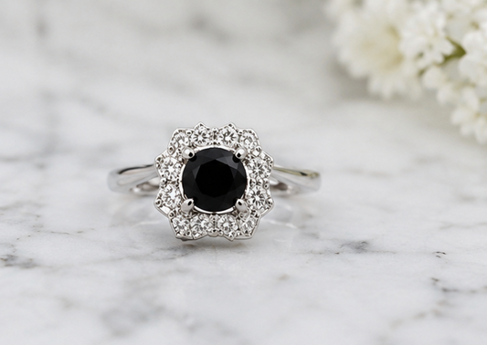 BLACK RHINESTONE AD RING