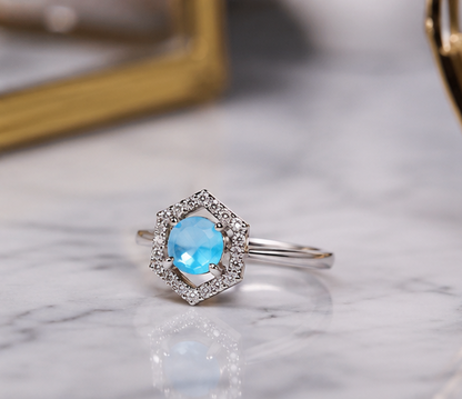TURQ RHINESTONE AD RING