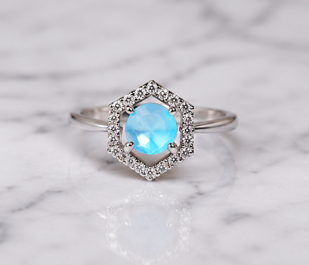 TURQ RHINESTONE AD RING