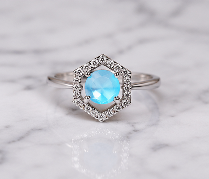 TURQ RHINESTONE AD RING