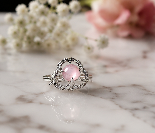 PINK RHINESTONE AD RING