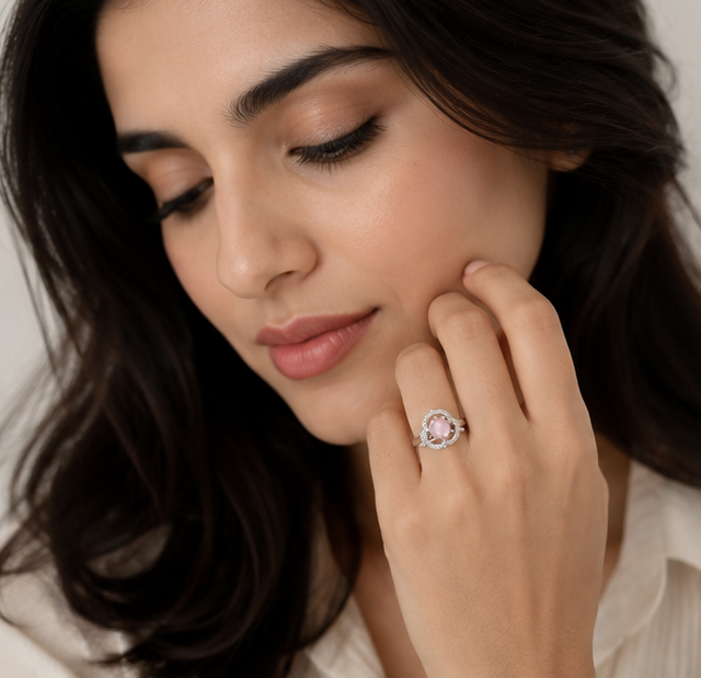 PINK RHINESTONE AD RING