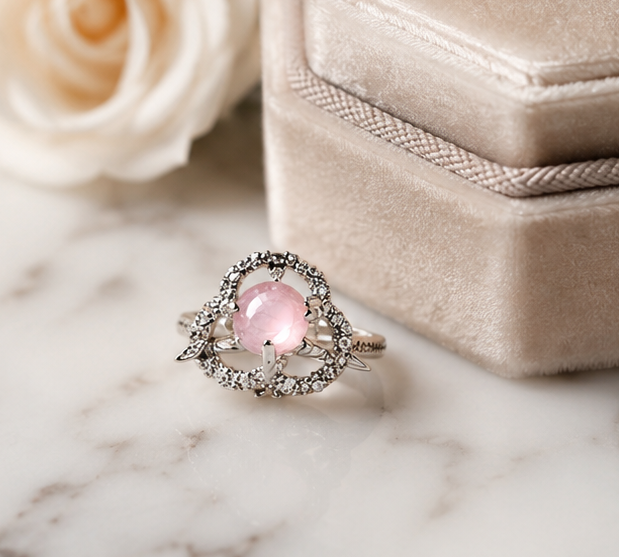 PINK RHINESTONE AD RING