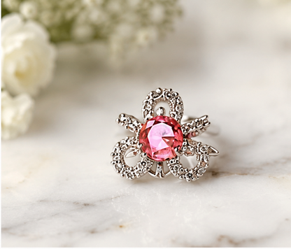 HOT PINK RHINESTONE AD RING
