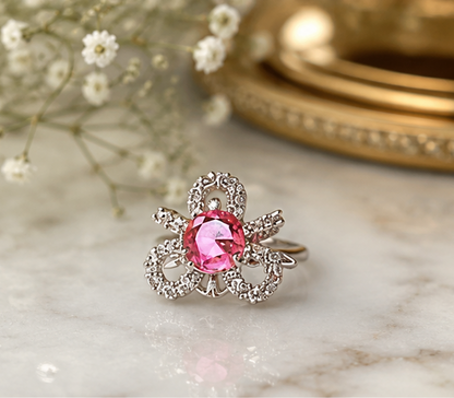 HOT PINK RHINESTONE AD RING