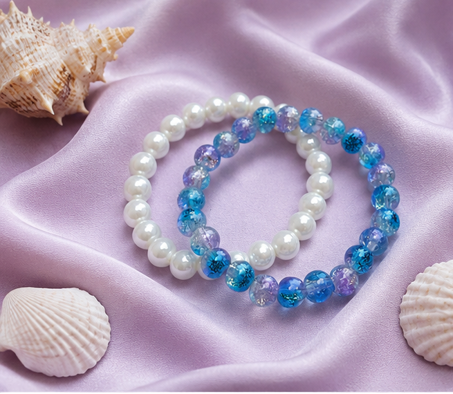 CRACKLE GLASS BRACELETS ( SET OF 2 )