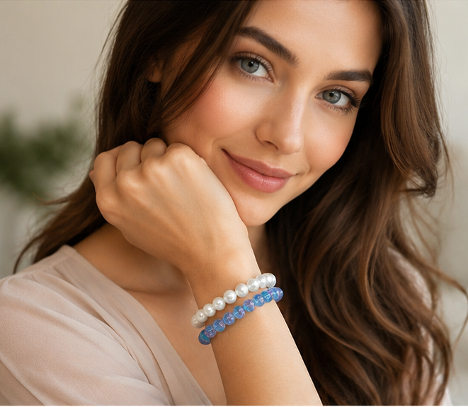 CRACKLE GLASS BRACELETS ( SET OF 2 )