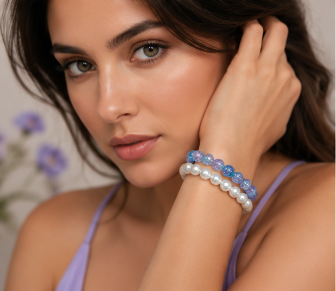 CRACKLE GLASS BRACELETS ( SET OF 2 )
