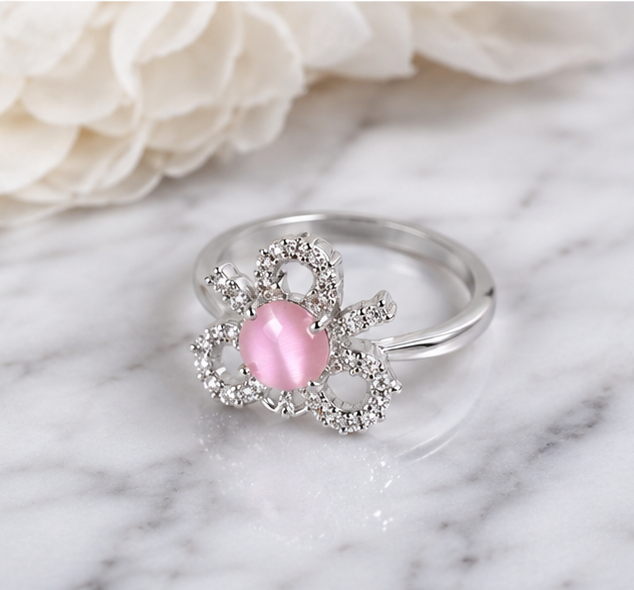 PINK RHINESTONE AD RING