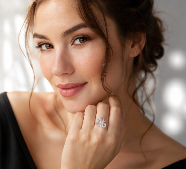 PINK RHINESTONE AD RING