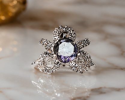 PURPLE RHINESTONE AD RING