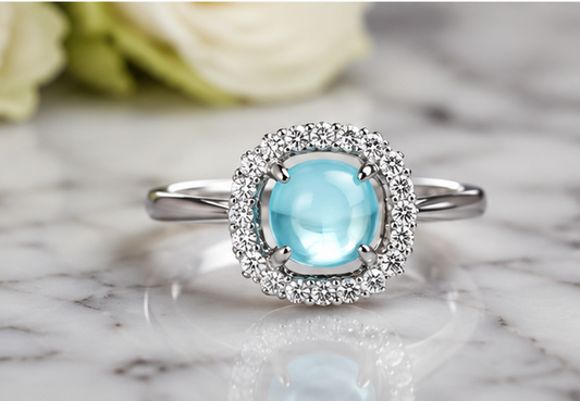 TURQ RHINESTONE AD RING
