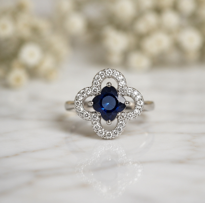 BLUE RHINESTONE AD RING