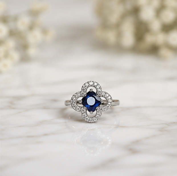 BLUE RHINESTONE AD RING