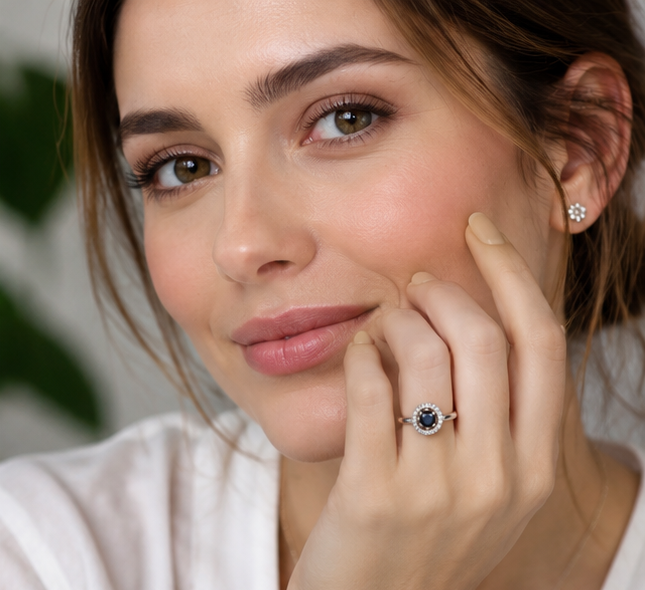 BLACK RHINESTONE AD RING