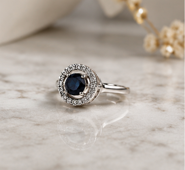 BLACK RHINESTONE AD RING